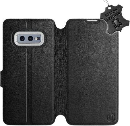 Flip puzdro na mobil Samsung Galaxy S10e – Čierne – kožené – Black Leather