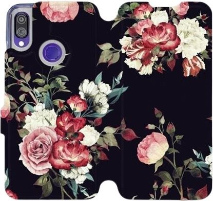 Flipové puzdro na mobil Xiaomi Redmi Note 7– VD11P Ruže na čiernom