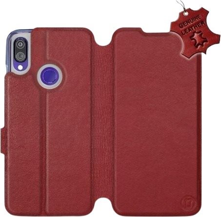 Flip puzdro na mobil Xiaomi Redmi Note 7 – Tmavo červené – kožené – Dark Red Leather