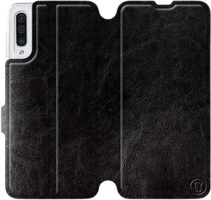 Flipové puzdro na mobil Samsung Galaxy A50 vo vyhotovení Black & Gray so sivým vnútrom