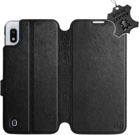 Flip puzdro na mobil Samsung Galaxy A10 – Čierne - kožené – Black Leather