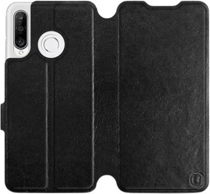 Flipové puzdro na mobil Huawei P30 Lite vo vyhotovení Black & Gray so sivým vnútrom