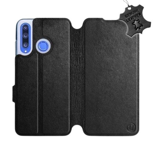 Flip puzdro na mobil Honor 20 Lite – Čierne – kožené – Black Leather