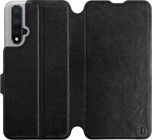 Flipové puzdro na mobil Honor 20 vo vyhotovení Black & Gray so sivým vnútrom