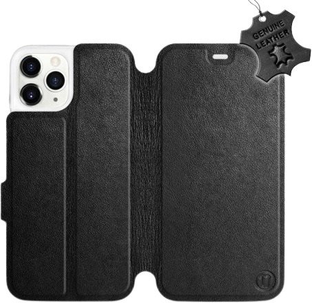Flip puzdro na mobil Apple iPhone 11 Pro – Čierne – kožené – Black Leather