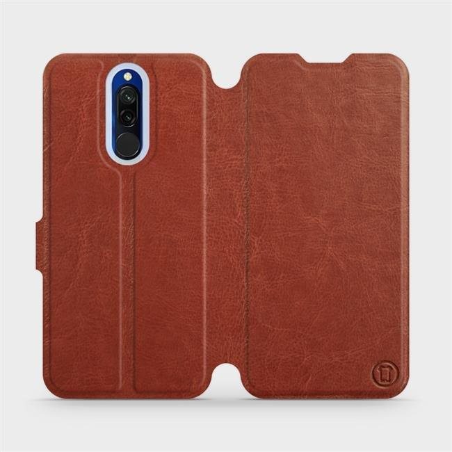 Flipové puzdro na mobil Xiaomi Redmi 8 vo vyhotovení Brown & Gray so sivým vnútrom