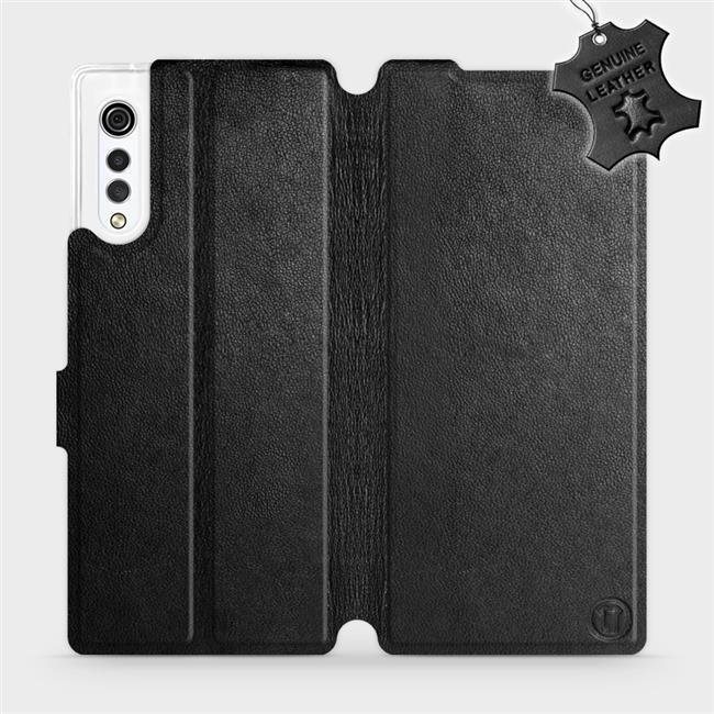 Flip puzdro na mobil LG Velvet – Čierne – kožené – Black Leather