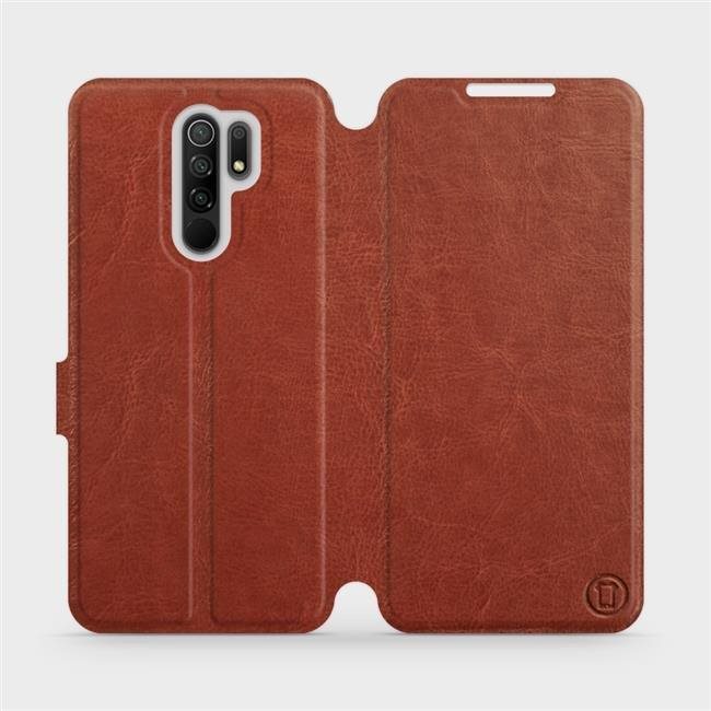 Flipové puzdro na mobil Xiaomi Redmi 9 vo vyhotovení Brown & Gray so sivým vnútrom