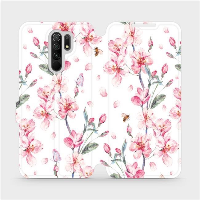 Flipové puzdro na mobil Xiaomi Redmi 9 – M124S Ružové kvety