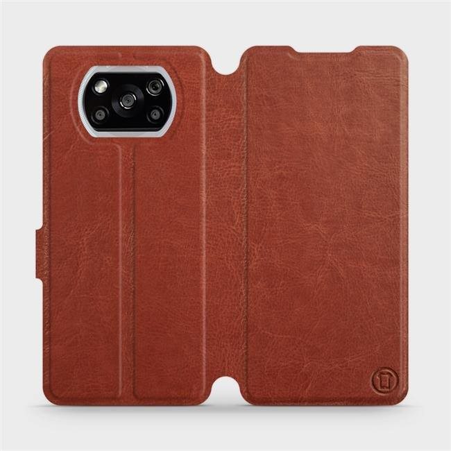 Flipové puzdro na mobil Xiaomi POCO X3 NFC vo vyhotovení Brown & Gray so sivým vnútrom
