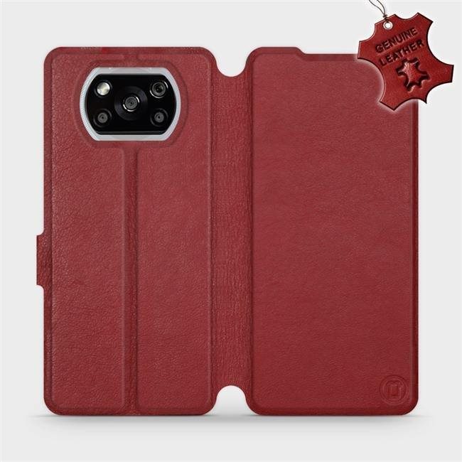 Flipové puzdro na mobil Xiaomi POCO X3 NFC – Tmavo červené – kožené – Dark Red Leather
