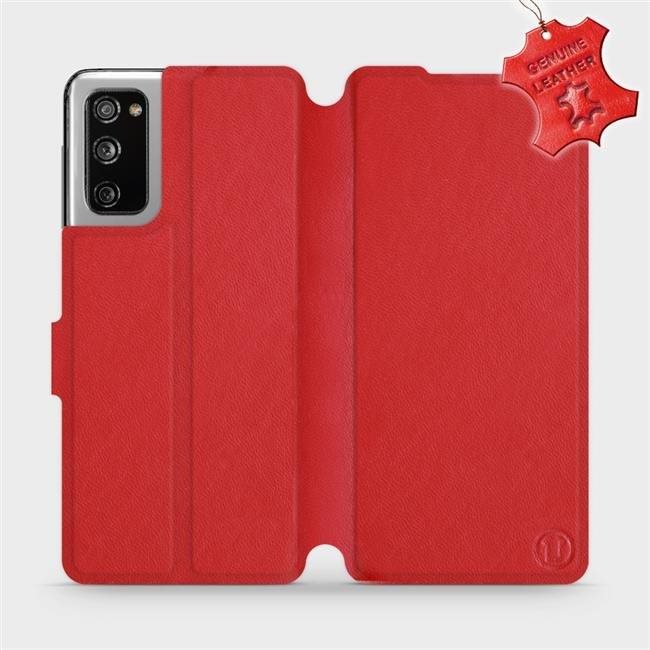 Flipové puzdro na mobil Samsung Galaxy S20 FE – Červené – kožené – Red Leather