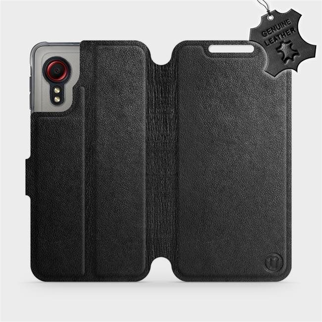 Kožené flip puzdro Samsung Galaxy Xcover 5 – Čierne – Black Leather