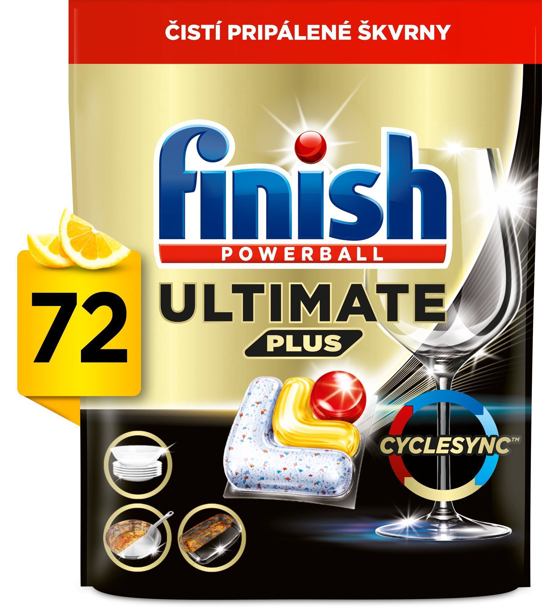Finish Ultimate Plus All in 1 Lemon, 72 ks