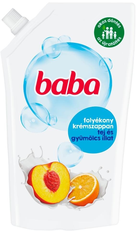 BABA tekuté mydlo náhradná náplň s vôňou mlieka a ovocia 500 ml