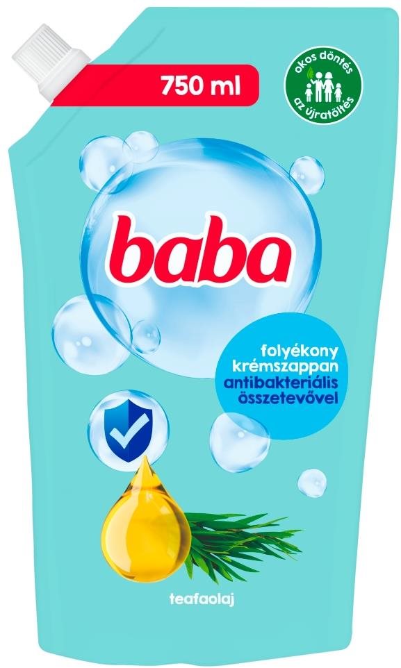 BABA antibakteriálne tekuté mydlo náhradná náplň s čajovníkovým olejom 750 ml