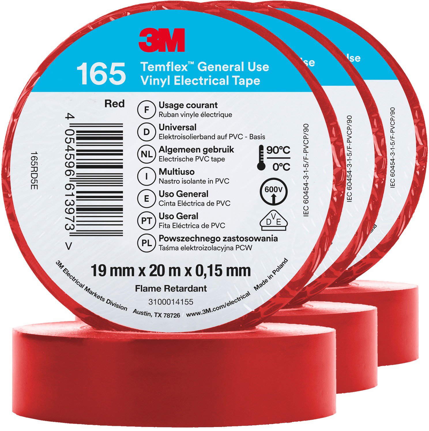 Izolačná páska 3M Temflex 165 elektroizolačná páska 15 mm × 10 m × 0,15 mm, 3 ks