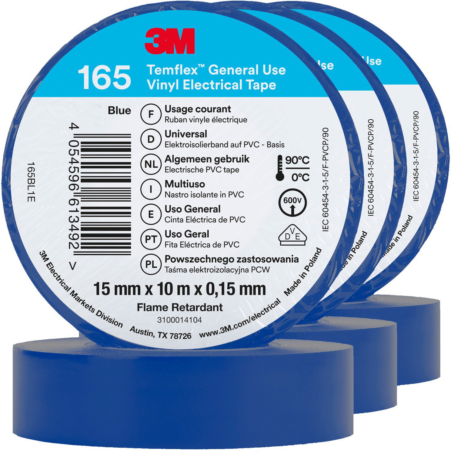 Izolačná páska 3M Temflex 165 elektroizolačná páska 15 mm × 10 m × 0,15 mm, 3 ks