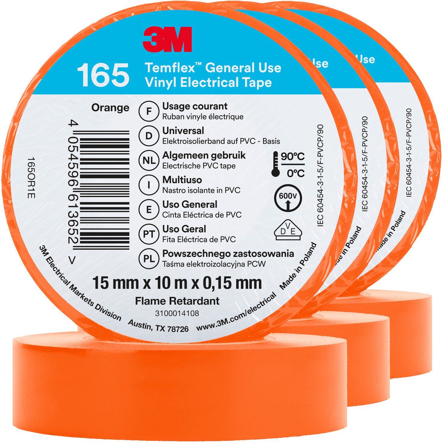 Izolačná páska 3M Temflex 165 elektroizolačná páska 15 mm × 10 m × 0,15 mm, 3 ks