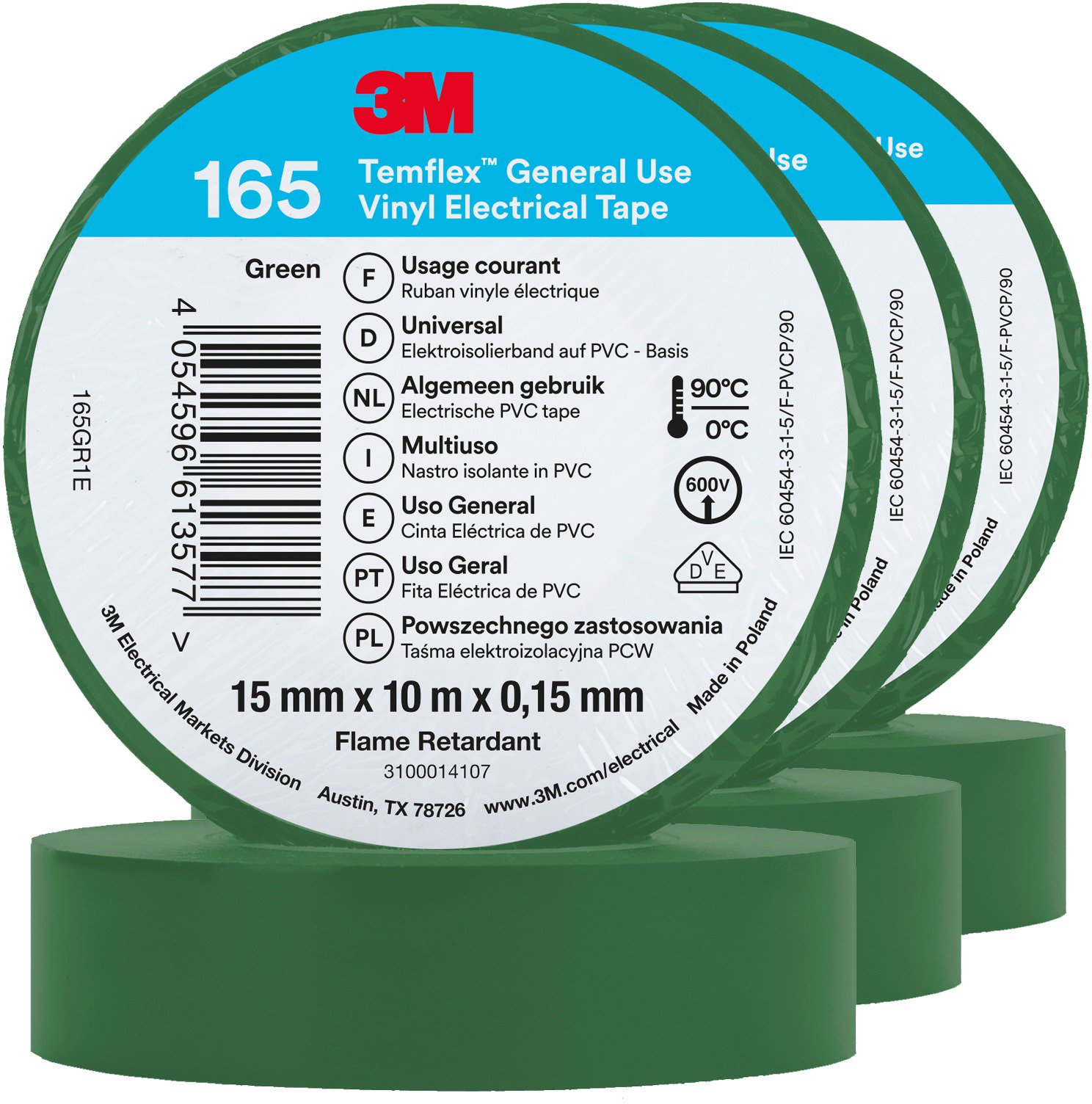 Izolačná páska 3M Temflex 165 elektroizolačná páska 15 mm × 10 m × 0,15 mm, 3 ks