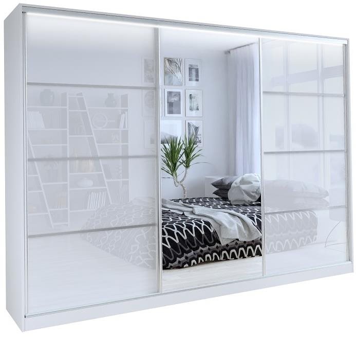 Nejlevnější nábytek Litolaris 280 so zrkadlom, biely lesk
