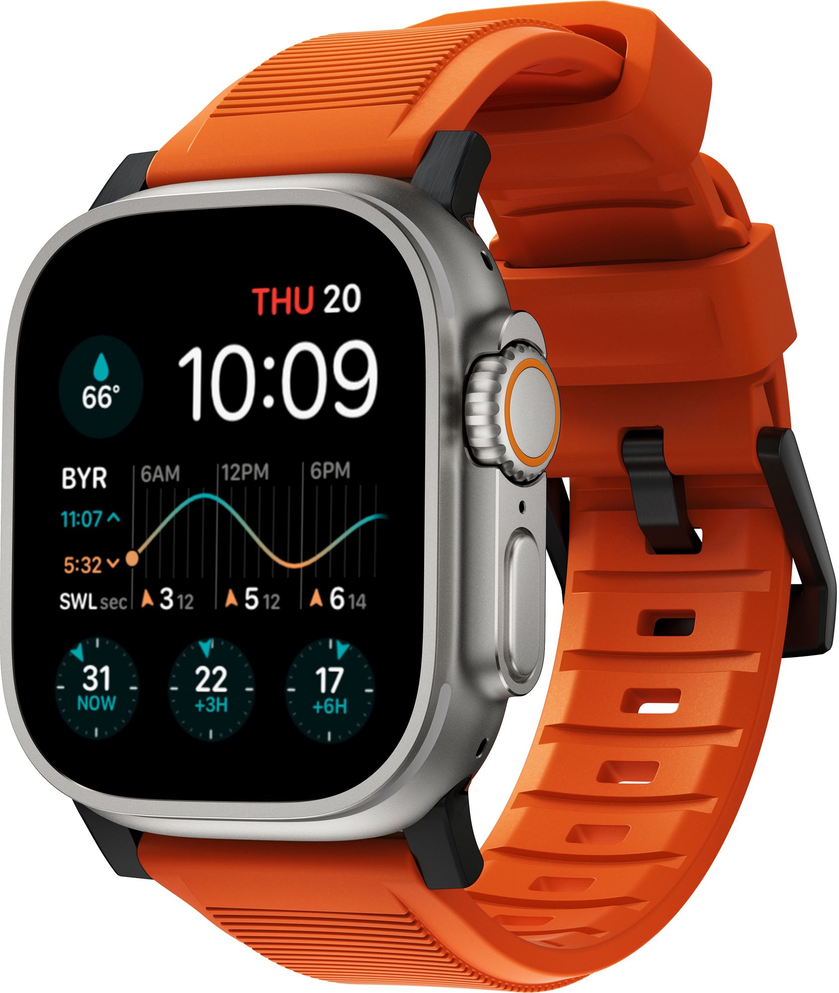 Nomad Rugged Strap Orange/Black Apple Watch 42/44/45/Ultra 49 mm