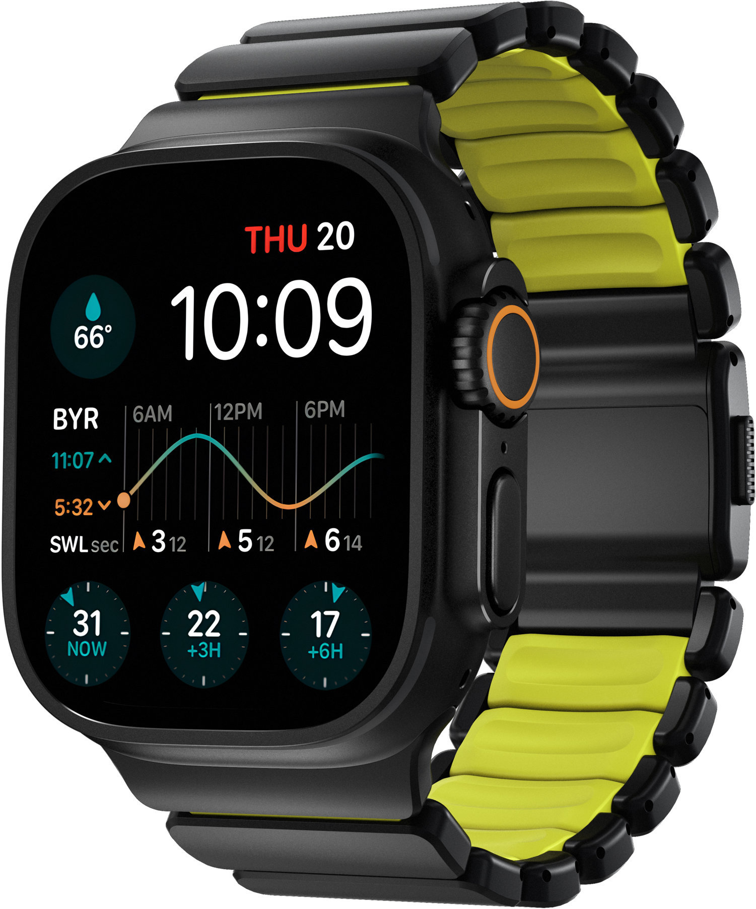 Nomad Stratos Band AW 45/46/49 mm Black Titanium Volt FKM