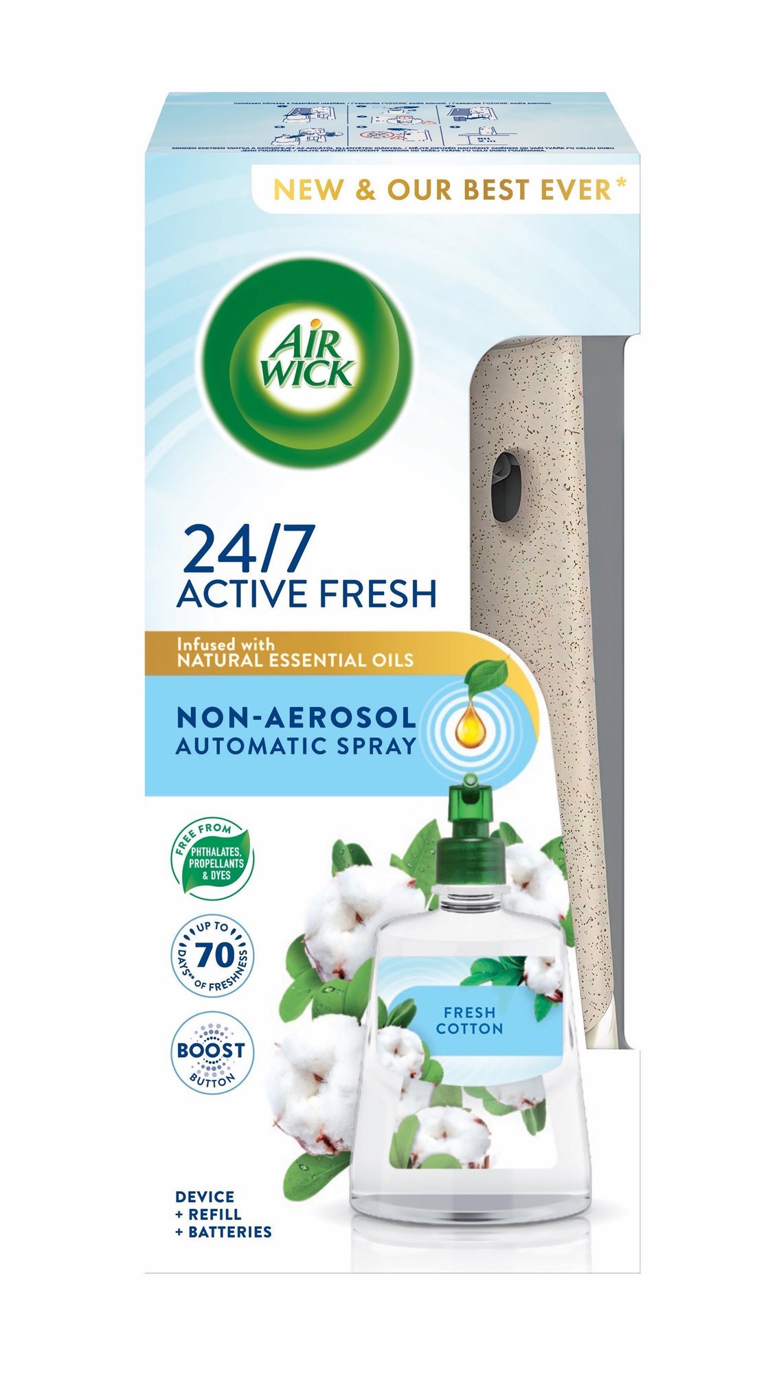 Air Wick Active Fresh, svieža bavlna, 228 ml