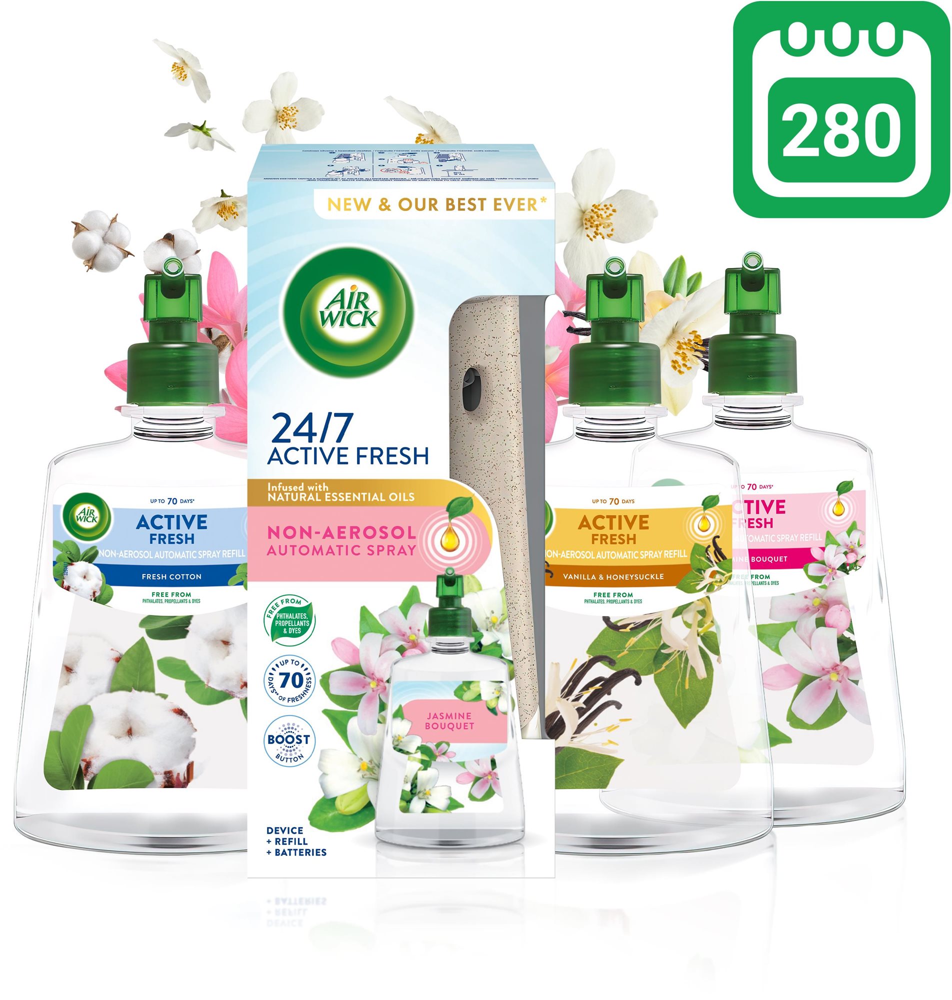 AIR WICK Active Fresh difuzér – súprava vôní na 280 dní