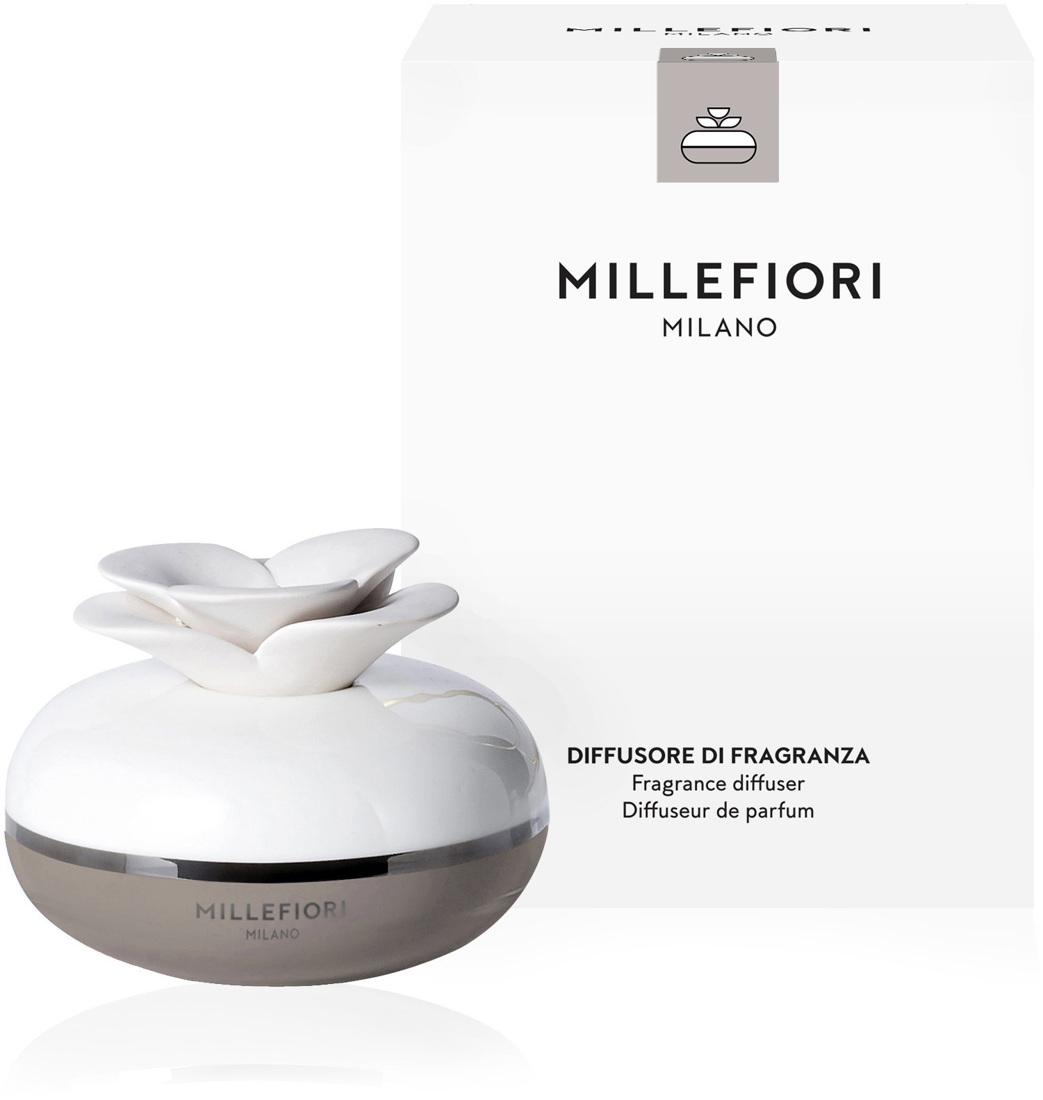 MILLEFIORI MILANO Air dizajn Flower Dove Grey 130 ml