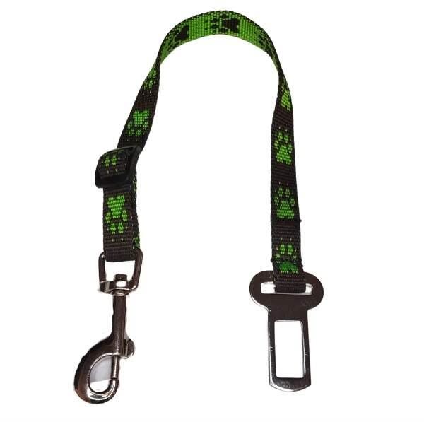 Palkar bezpečnostný pás do auta pre malé psy 50 cm × 16 mm, hnedo-zelený s labkami