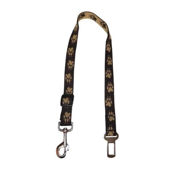 Palkar bezpečnostný pás do auta pre veľké psy 65 cm × 25 mm, hnedý s labkami