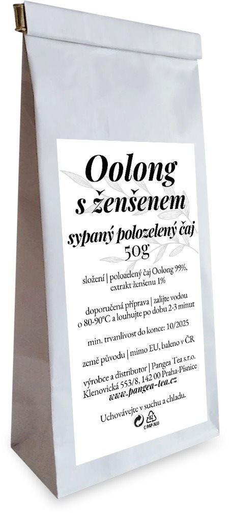 Pangea Tea polozelený sypaný čaj Oolong so ženšenom 50 g
