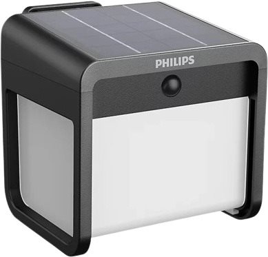 Philips Ezra solárne LED svietidlo so senzorom 1,8 W, 250/25 lm, 3000 K, IP44, hranaté, čierne