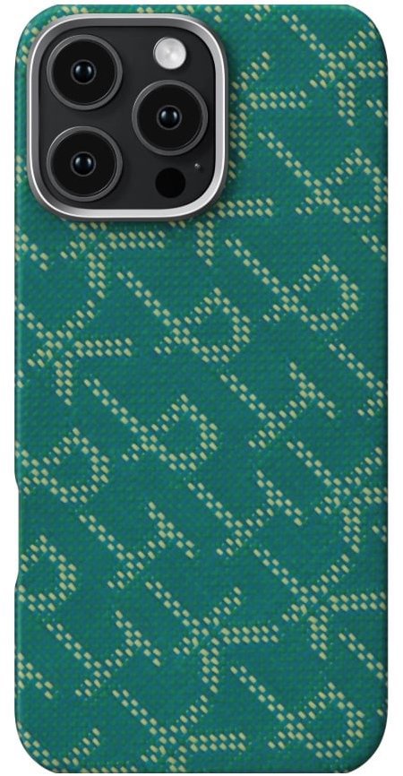 Pitaka Tactile Woven Case, PTK Green/Gold - iPhone 16 Pro Max