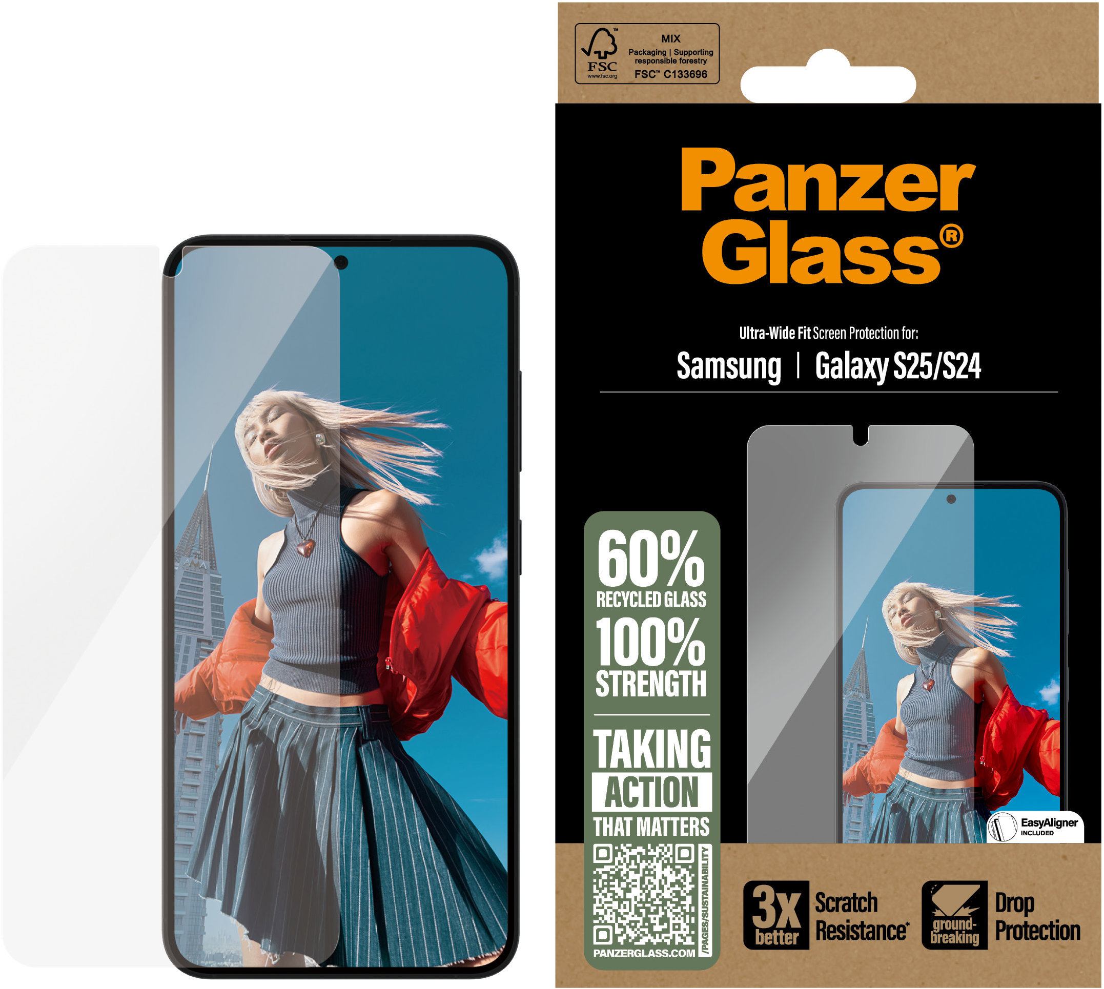 PanzerGlass Samsung Galaxy S25/S24 s inštalačným rámčekom