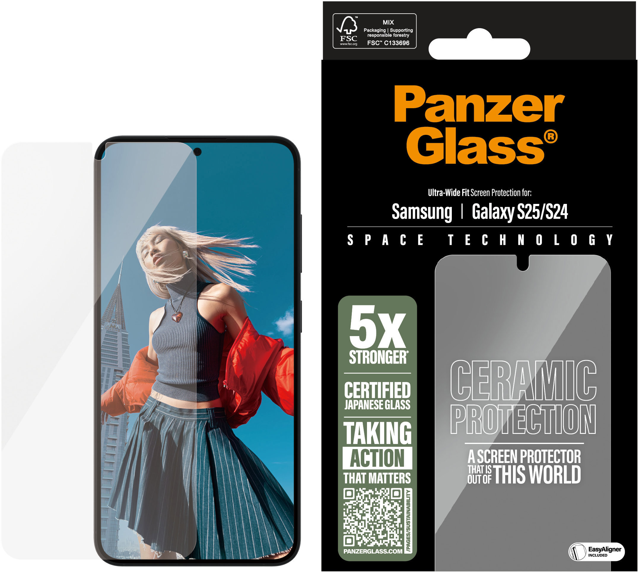 PanzerGlass Ceramic Samsung Galaxy S25/S24 s inštalačným rámikom
