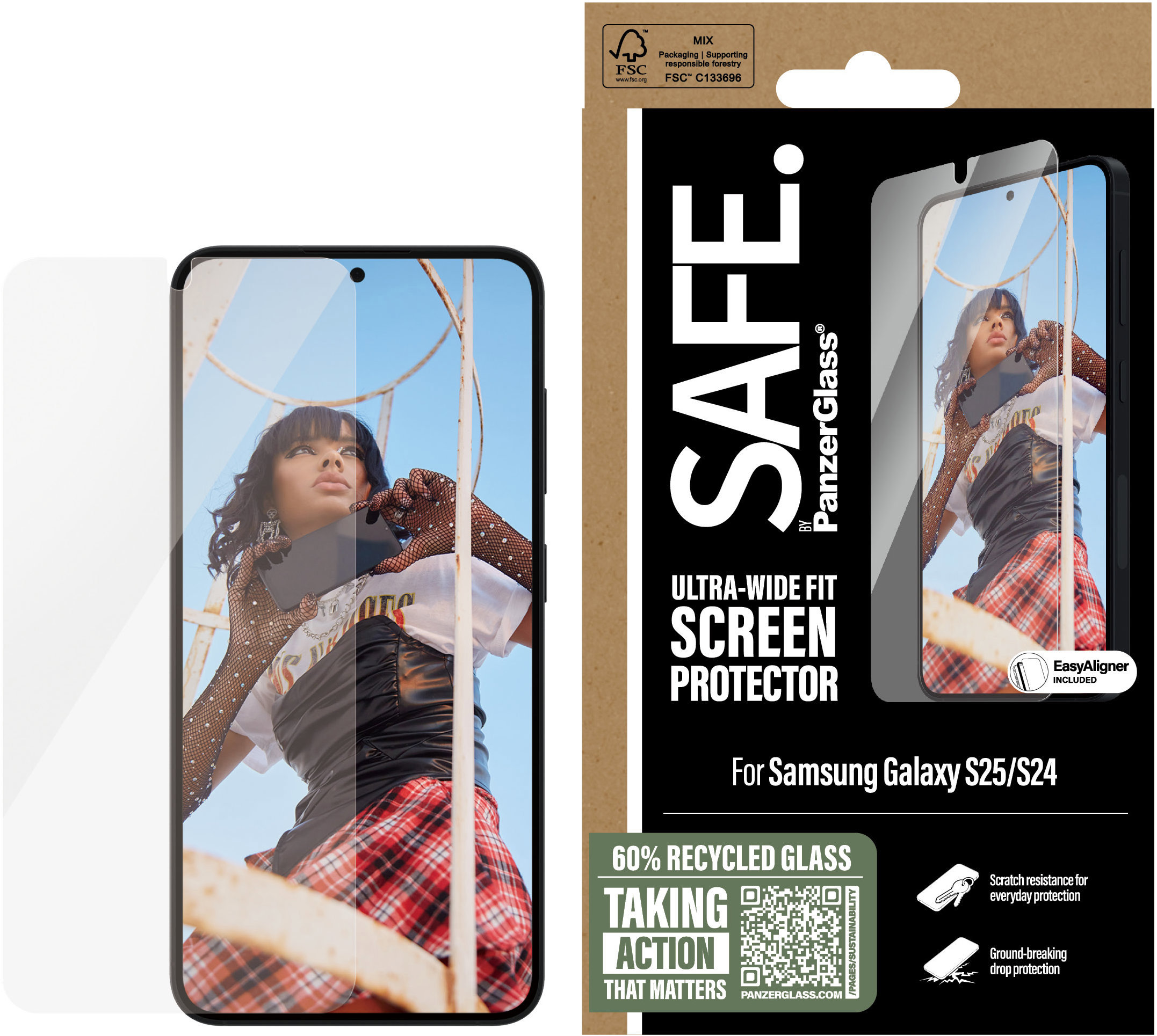PanzerGlass SAFE Samsung Galaxy S25 s inštalačným rámčekom