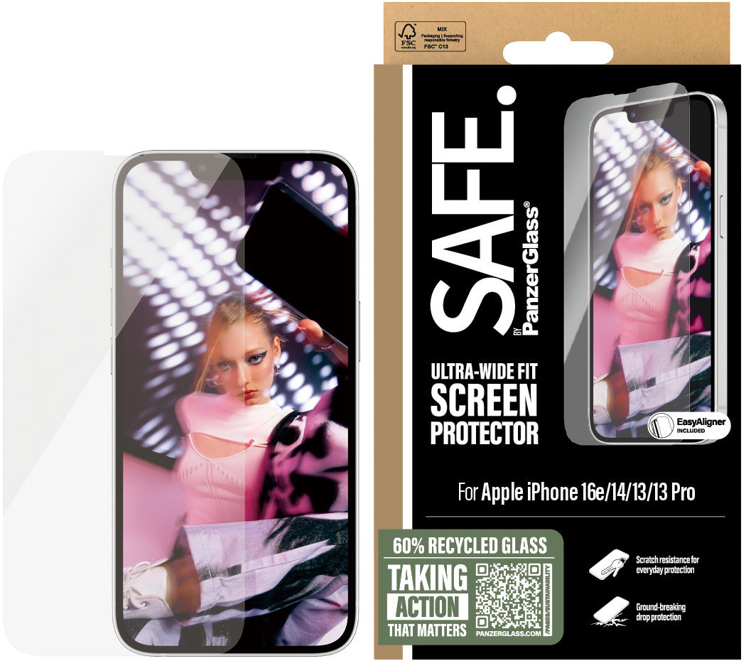 PanzerGlass SAFE Apple iPhone 16e/14/13/13 Pro s inštalačným rámčekom