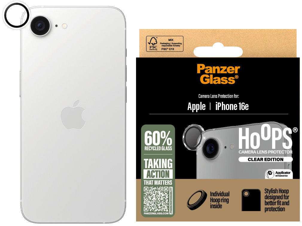 PanzerGlass Hoops Apple iPhone 16e číry ochranný krúžok na šošovku fotoaparátu