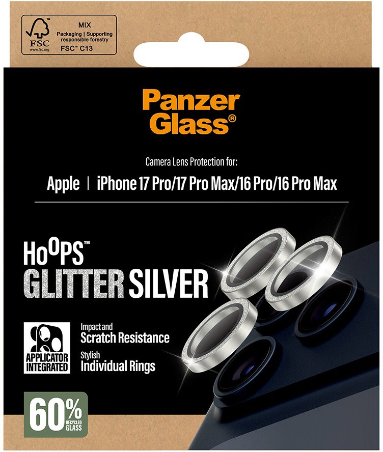 PanzerGlass Hoops Apple iPhone 17 Pro/16 Pro/15 Pro/17 Pro Max/16 Pro Max/15 Pro Max strieborné