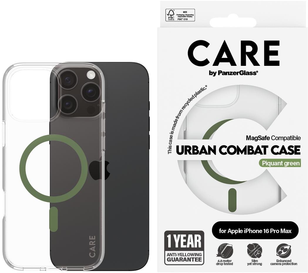 PanzerGlass CARE kryt Apple iPhone 16 Pro Max MagSafe Urban Combat priehľadný/zelený