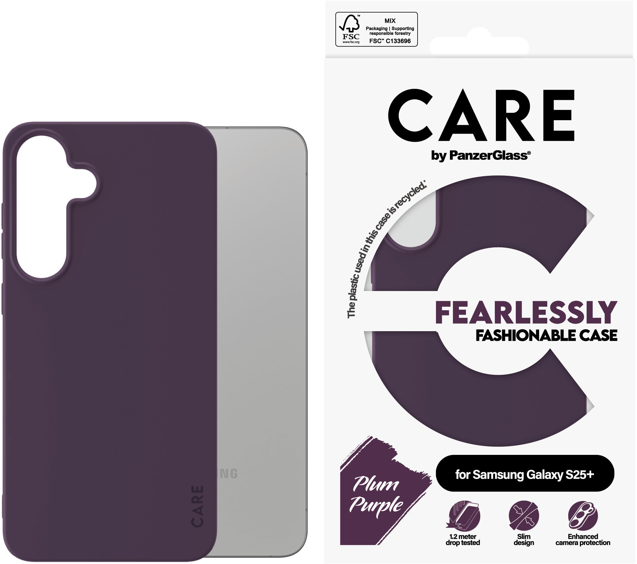 PanzerGlass CARE kryt Samsung Galaxy S25+ Fearlessly fialový (Plum Purple)
