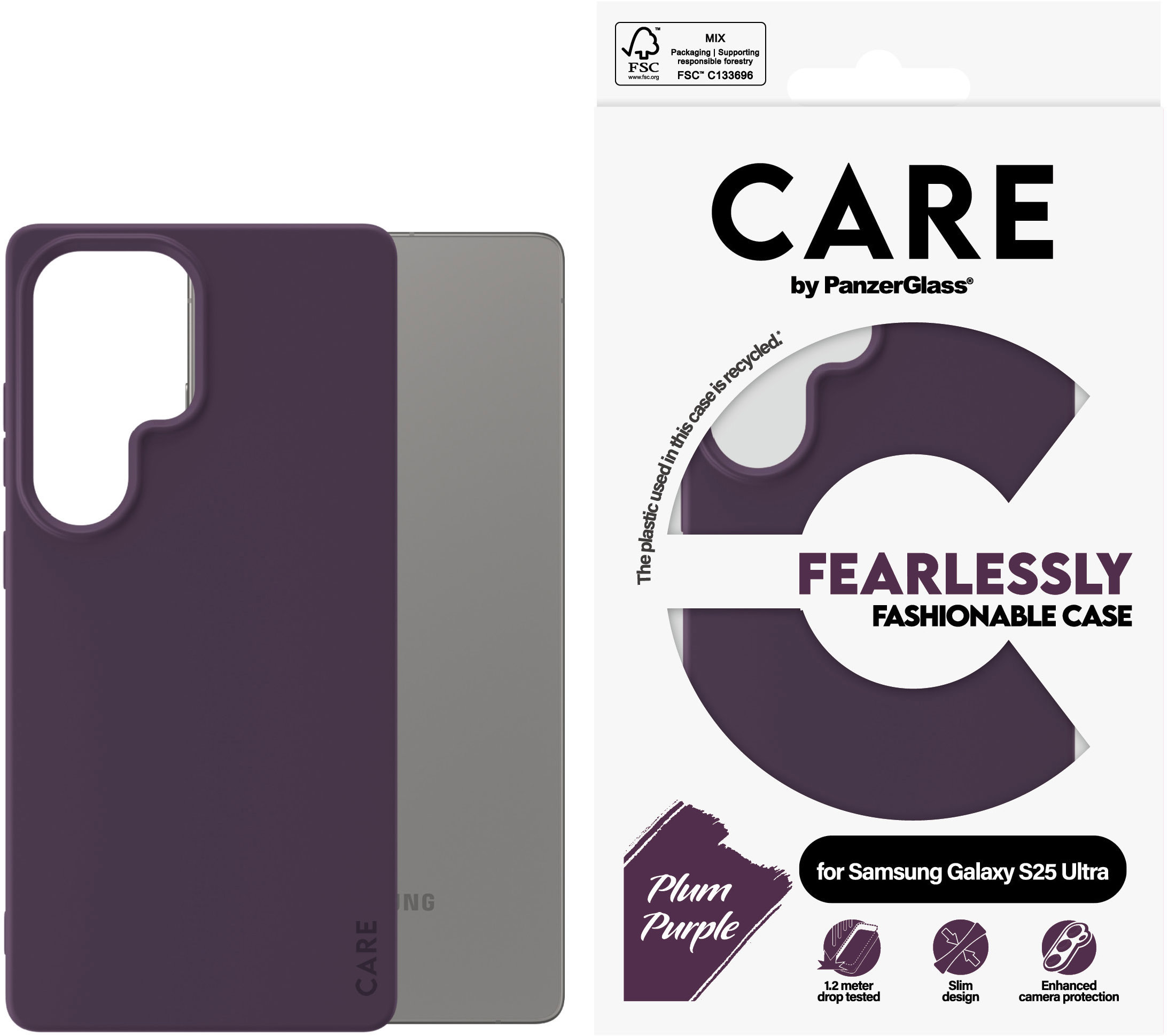 PanzerGlass CARE kryt Samsung Galaxy S25 Ultra Fearlessly fialový (Plum Purple)