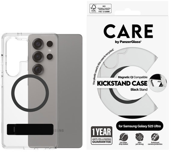 PanzerGlass CARE kryt Samsung Galaxy S25 Ultra číry/čierny Kickstand & QI