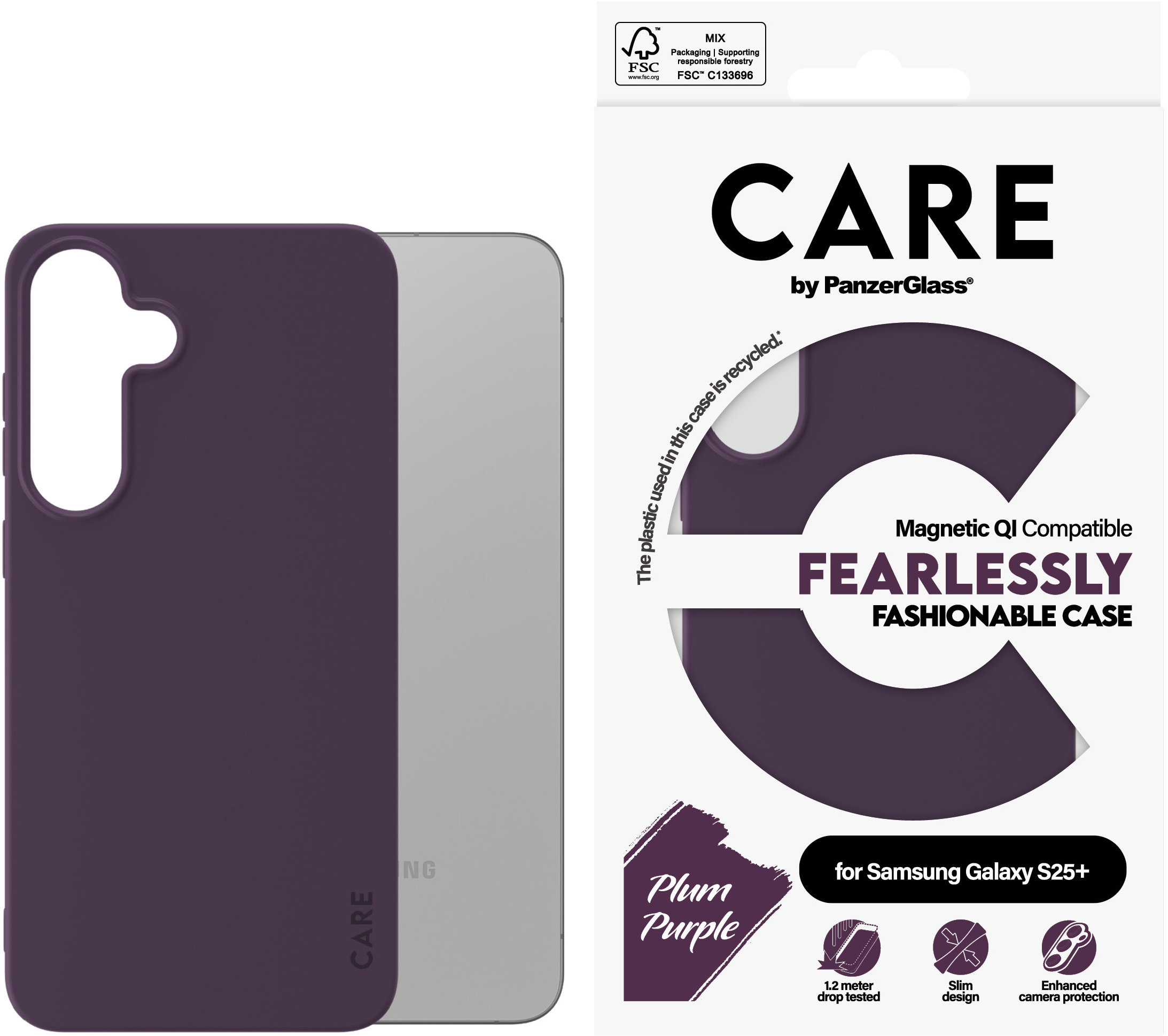 PanzerGlass CARE kryt Samsung Galaxy S25+ Fearlessly fialový (Plum Purple) QI