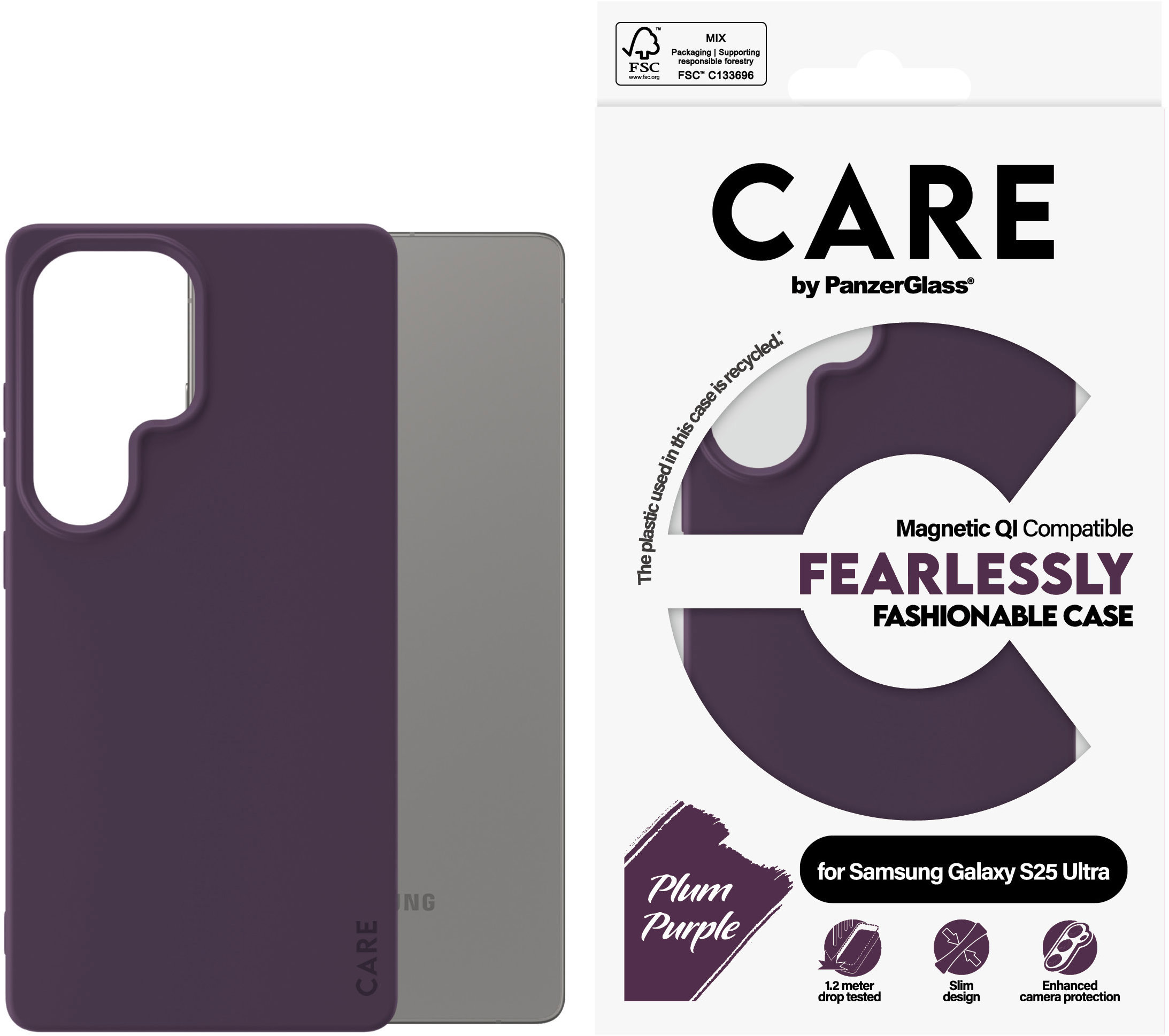 PanzerGlass CARE kryt Samsung Galaxy S25 Ultra Fearlessly fialový (Plum Purple) QI