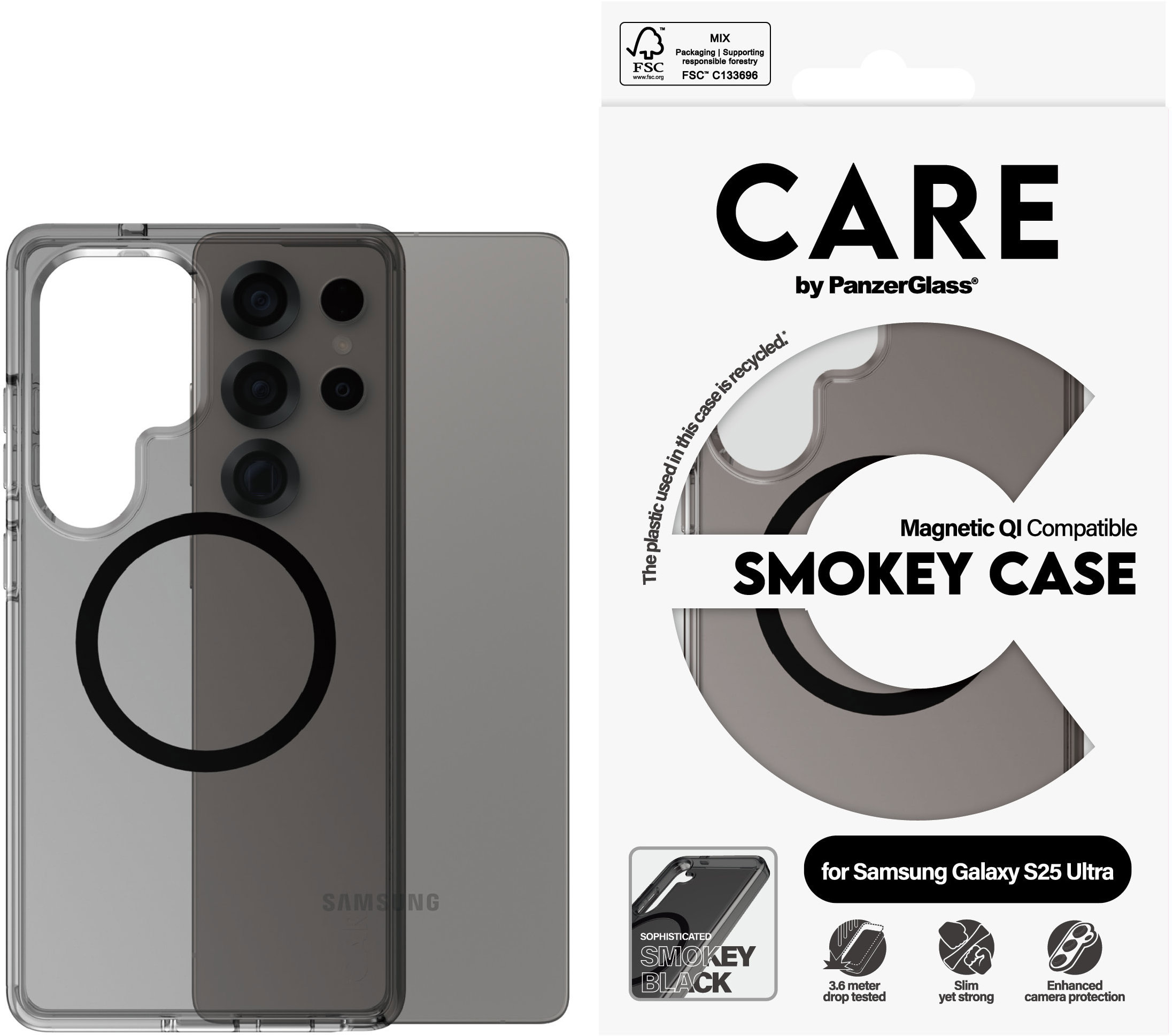 PanzerGlass CARE kryt Samsung Galaxy S25 Ultra Smokey dymový/čierny QI