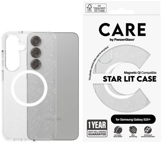 PanzerGlass CARE kryt Samsung Galaxy S25+ Star Lit trblietavý/biely QI