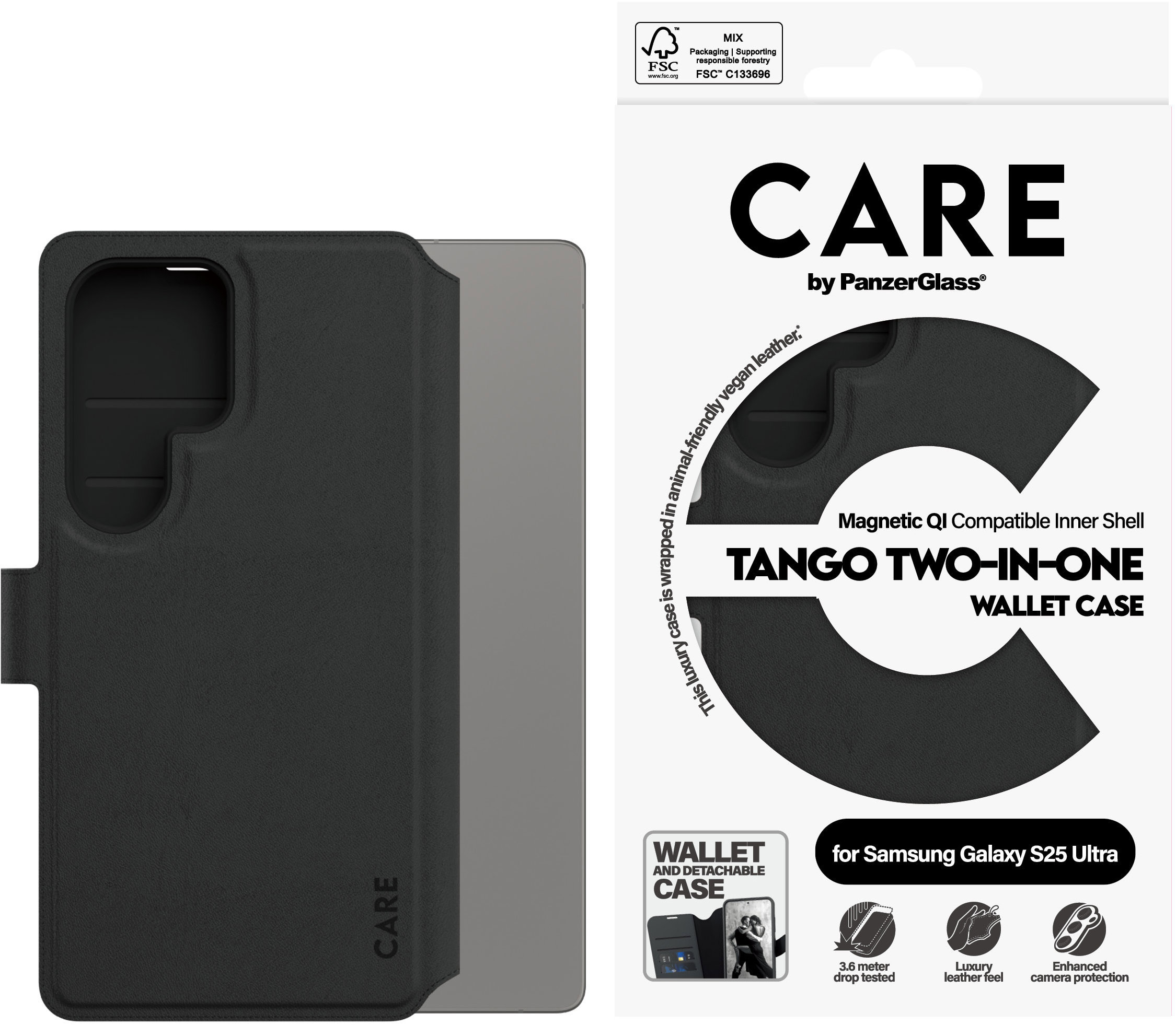 PanzerGlass CARE puzdro Samsung Galaxy S25 Ultra Tango 2 v 1 Wallet QI